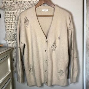 Honey Belle Tan Distressed Cardigan Sweater S